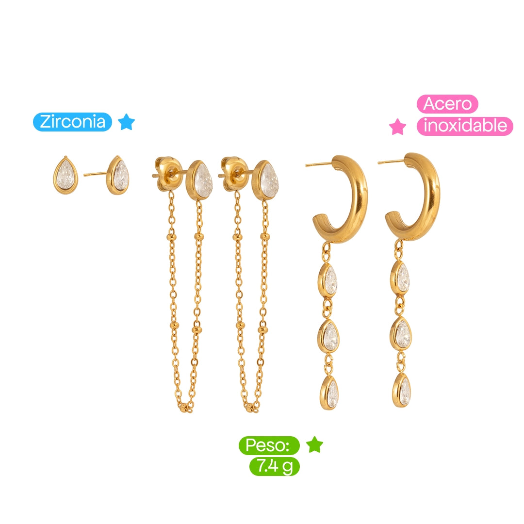 Comprar Set Aretes Lena en Joyería Chabacano