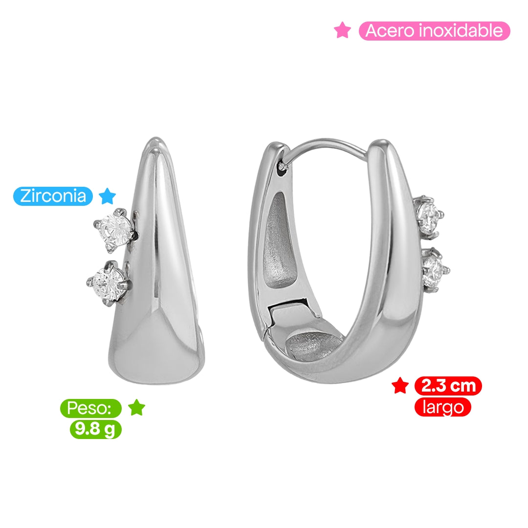 Comprar Aretes Toffee Plata + Zirconia en Joyería Chabacano