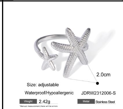 Comprar Anillo Ajustable Starfish Plata en Joyería Chabacano