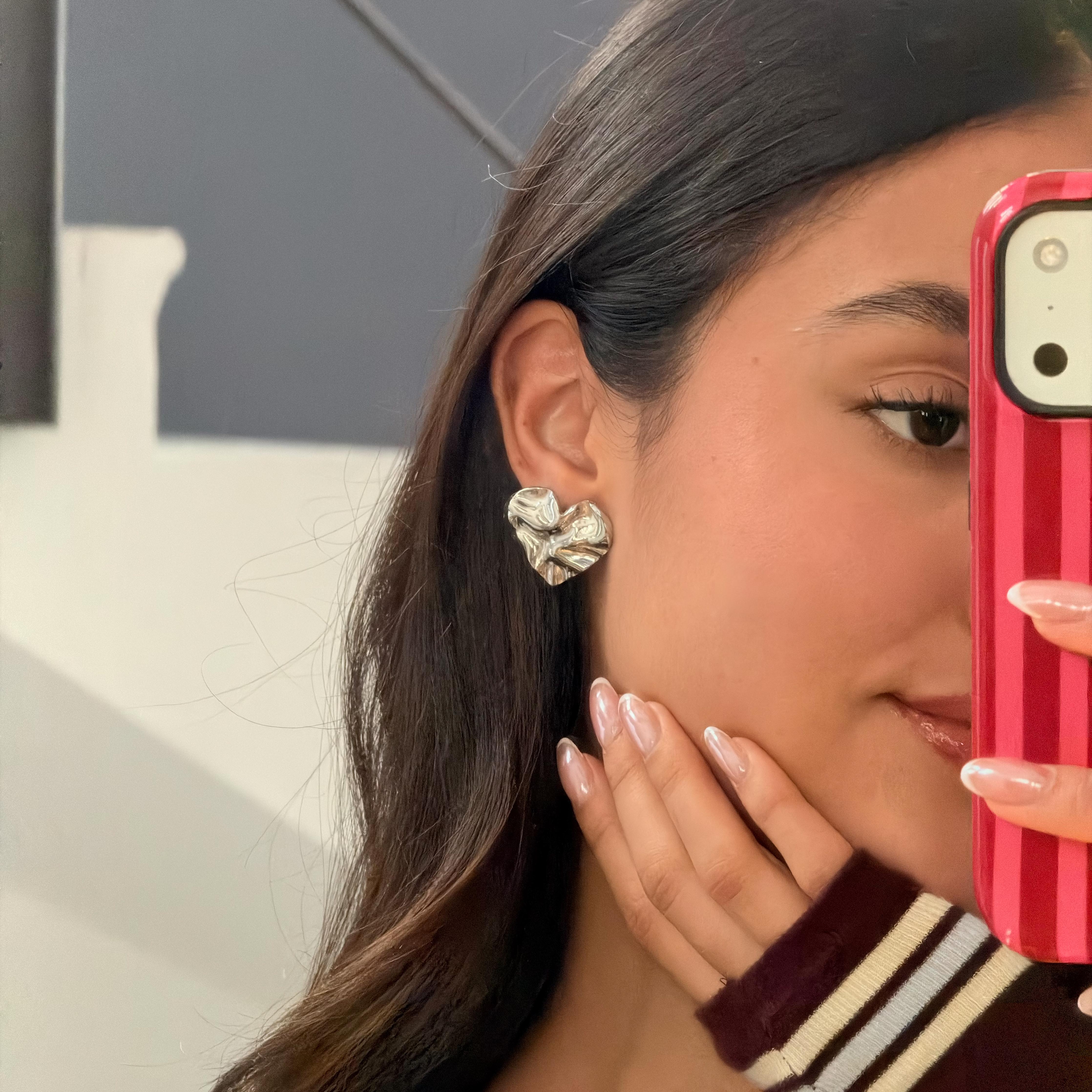 Comprar Aretes Crumbled Heart Plata en Joyería Chabacano